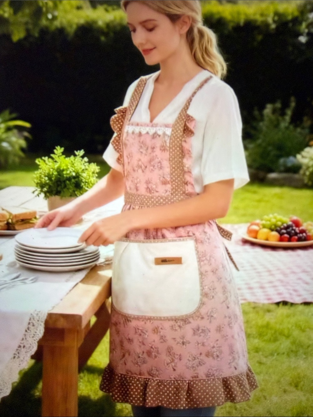 Vintage-Inspired Floral Apron - Pink, Blue, Green your color choice. 🆕
